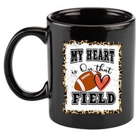My Heart Is On The Field Cute Leppard Football Mom 11oz C Handle Ceramic Mug