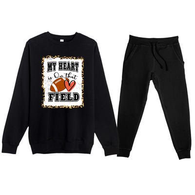 My Heart Is On The Field Cute Leppard Football Mom Premium Crewneck Sweatsuit Set