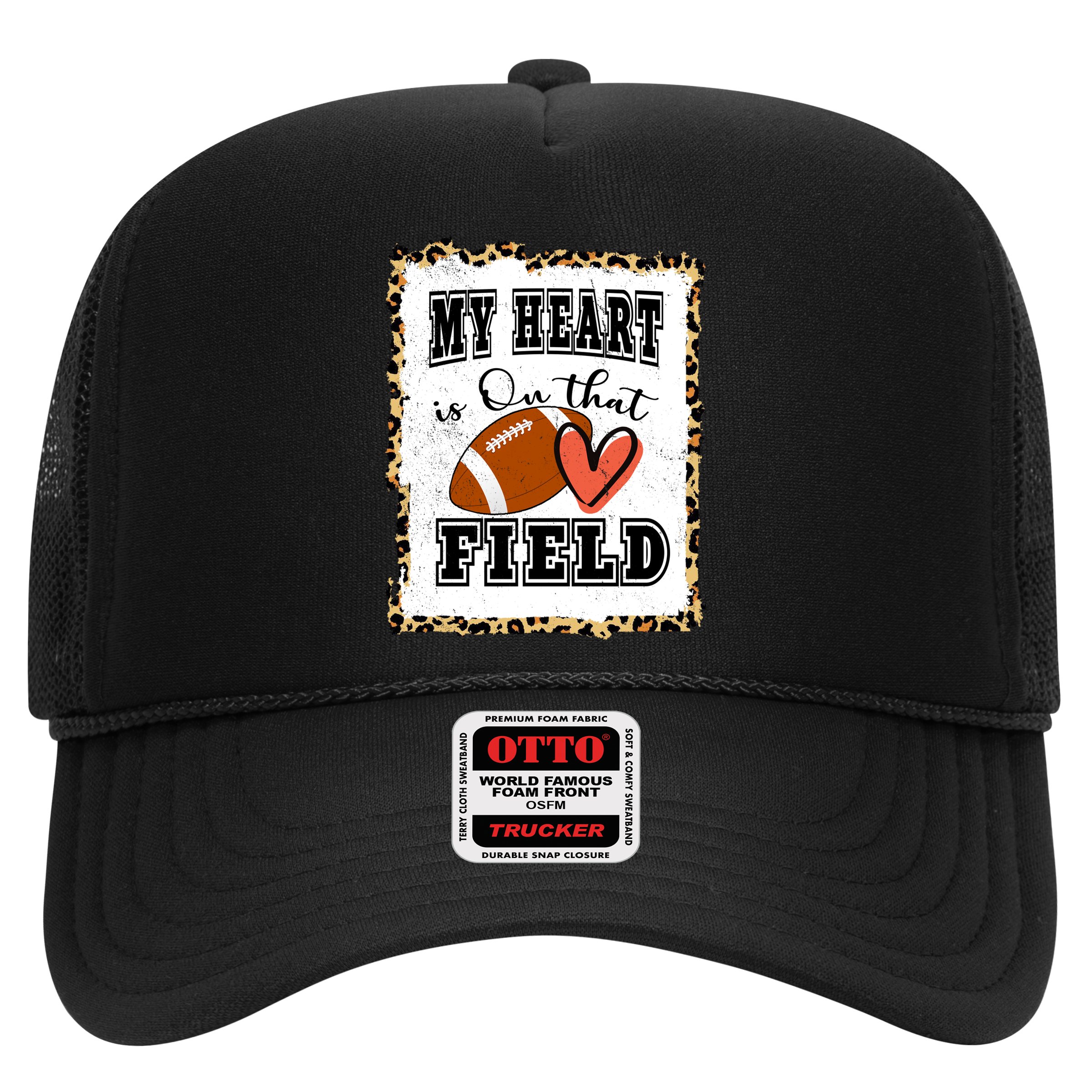 My Heart Is On The Field Cute Leppard Football Mom Hat