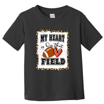 My Heart Is On The Field Cute Leppard Football Mom Toddler T-Shirt