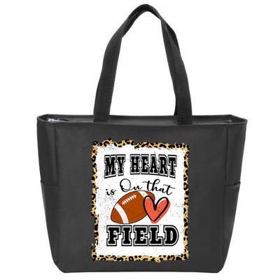 My Heart Is On The Field Cute Leppard Football Mom Zip Tote Bag