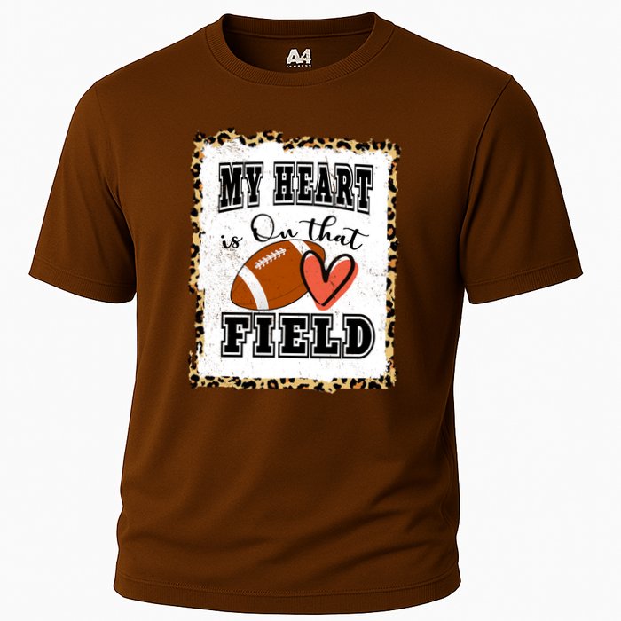 My Heart Is On The Field Cute Leppard Football Mom Cooling Performance Crew T-Shirt