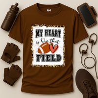 My Heart Is On The Field Cute Leppard Football Mom Cooling Performance Crew T-Shirt
