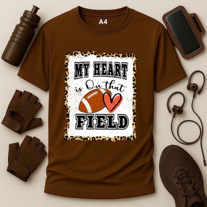 My Heart Is On The Field Cute Leppard Football Mom Cooling Performance Crew T-Shirt