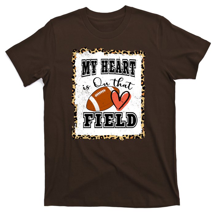 My Heart Is On The Field Cute Leppard Football Mom T-Shirt