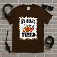 My Heart Is On The Field Cute Leppard Football Mom T-Shirt
