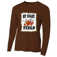 My Heart Is On The Field Cute Leppard Football Mom Cooling Performance Long Sleeve Crew