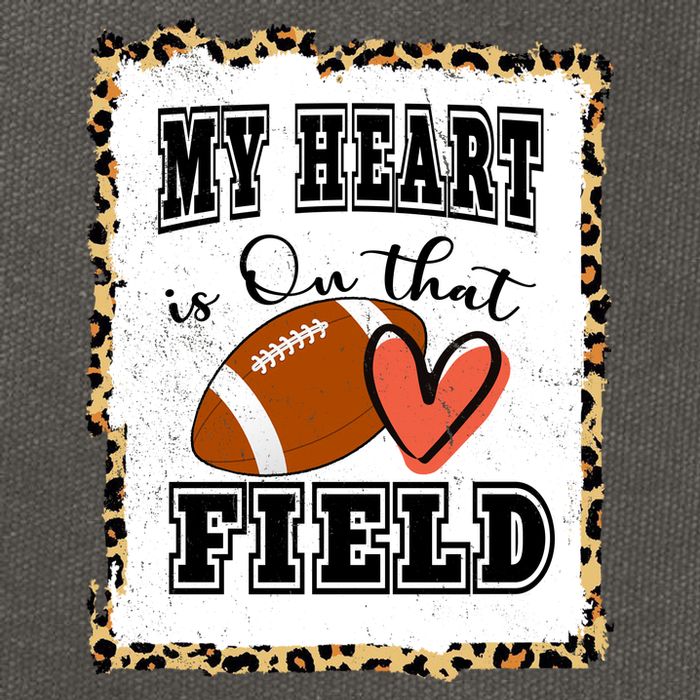 My Heart Is On The Field Cute Leppard Football Mom Cotton Canvas Backpack