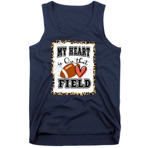 My Heart Is On The Field Cute Leppard Football Mom Tank Top