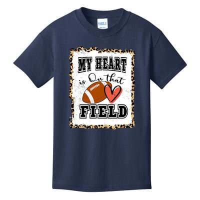 My Heart Is On The Field Cute Leppard Football Mom Kids T-Shirt