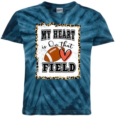 My Heart Is On The Field Cute Leppard Football Mom Kids Tie-Dye T-Shirt