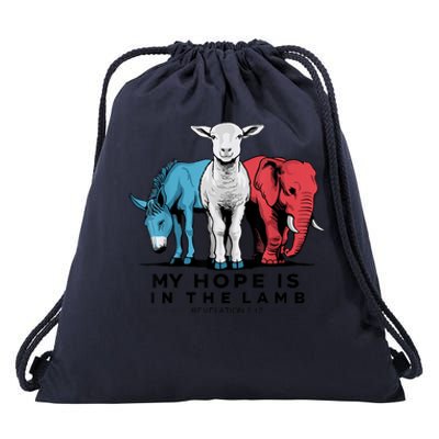 My Hope Is In The Lamb Drawstring Bag