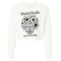 Mental Health Is A Priority Cropped Pullover Crew