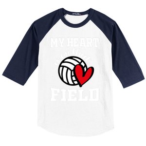 My Heart Is On That Field Volleyball Player's Mom Life Gift Baseball Sleeve Shirt