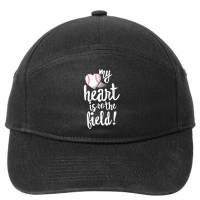 My Heart Is On The Field Baseball Tee Tee Ball Mom Dad 7-Panel Snapback Hat