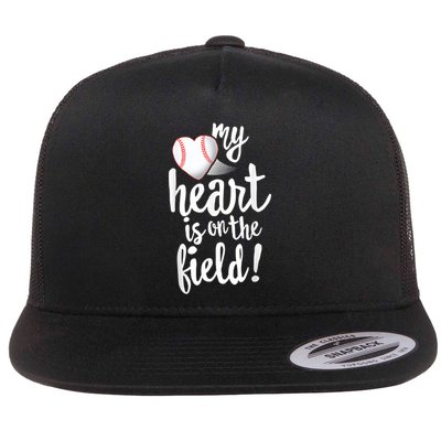 My Heart Is On The Field Baseball Tee Tee Ball Mom Dad Flatbill Hat