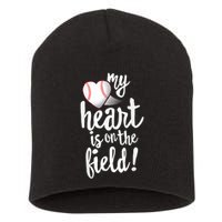 My Heart Is On The Field Baseball Tee Tee Ball Mom Dad Short Acrylic Beanie