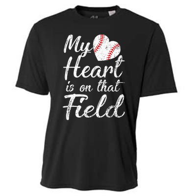 My Heart is on That Field Tee Baseball Softball Mom Gifts Cooling Performance Crew T-Shirt