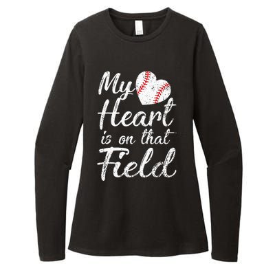 My Heart is on That Field Tee Baseball Softball Mom Gifts Womens CVC Long Sleeve Shirt