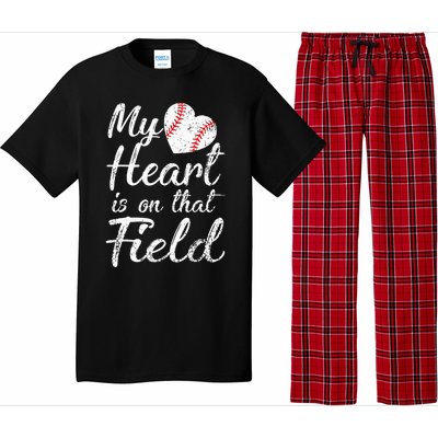 My Heart is on That Field Tee Baseball Softball Mom Gifts Pajama Set