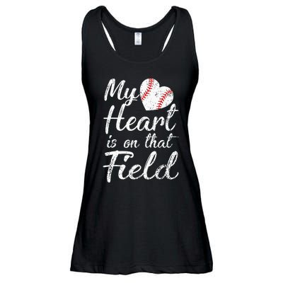 My Heart is on That Field Tee Baseball Softball Mom Gifts Ladies Essential Flowy Tank