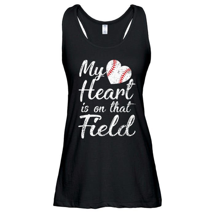 My Heart is on That Field Tee Baseball Softball Mom Gifts Ladies Essential Flowy Tank