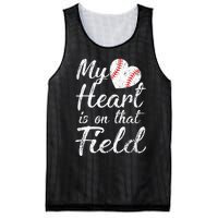 My Heart is on That Field Tee Baseball Softball Mom Gifts Mesh Reversible Basketball Jersey Tank