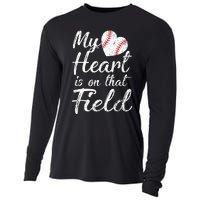 My Heart is on That Field Tee Baseball Softball Mom Gifts Cooling Performance Long Sleeve Crew