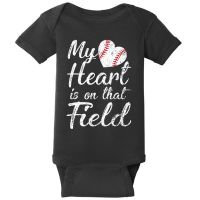 My Heart is on That Field Tee Baseball Softball Mom Gifts Baby Bodysuit