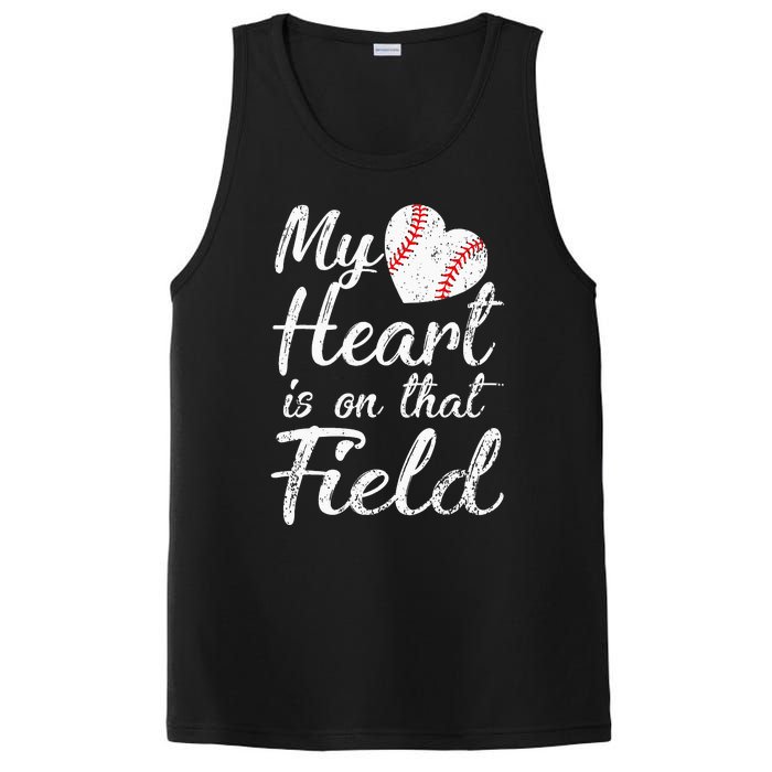 My Heart is on That Field Tee Baseball Softball Mom Gifts PosiCharge Competitor Tank