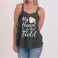 My Heart is on That Field Tee Baseball Softball Mom Gifts Women's Strappy Tank