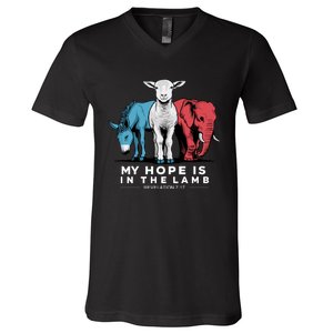 My Hope Is In The Lamb V-Neck T-Shirt