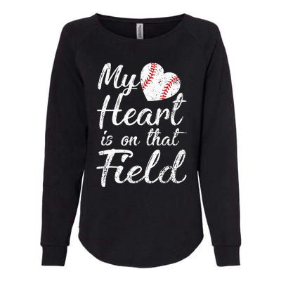 My Heart is on That Field Tee Baseball Womens California Wash Sweatshirt