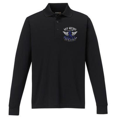 My Hero Is Now My Angel Als Awareness Month Gift Performance Long Sleeve Polo