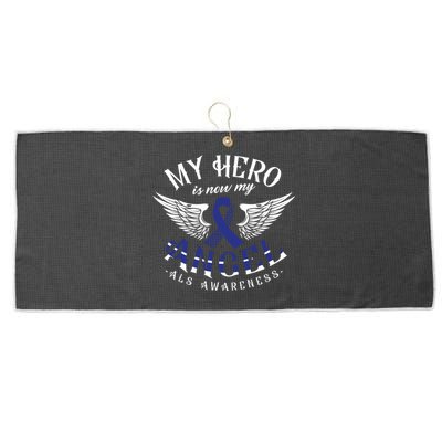 My Hero Is Now My Angel Als Awareness Month Gift Large Microfiber Waffle Golf Towel