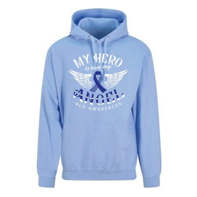 My Hero Is Now My Angel Als Awareness Month Gift Unisex Surf Hoodie