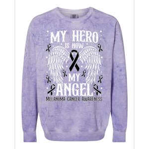 My Hero is now my Angel Melanoma Skin Cancer Awareness Colorblast Crewneck Sweatshirt