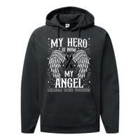 My Hero is now my Angel Melanoma Skin Cancer Awareness Performance Fleece Hoodie