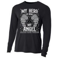 My Hero is now my Angel Melanoma Skin Cancer Awareness Cooling Performance Long Sleeve Crew