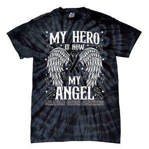 My Hero is now my Angel Melanoma Skin Cancer Awareness Tie-Dye T-Shirt