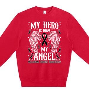 My Hero is now my Angel Melanoma Skin Cancer Awareness Premium Crewneck Sweatshirt