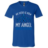 My Hero Is Now My Angel Als Awareness Month Gift V-Neck T-Shirt