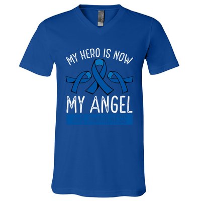 My Hero Is Now My Angel Als Awareness Month Gift V-Neck T-Shirt