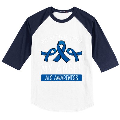 My Hero Is Now My Angel Als Awareness Month Gift Baseball Sleeve Shirt