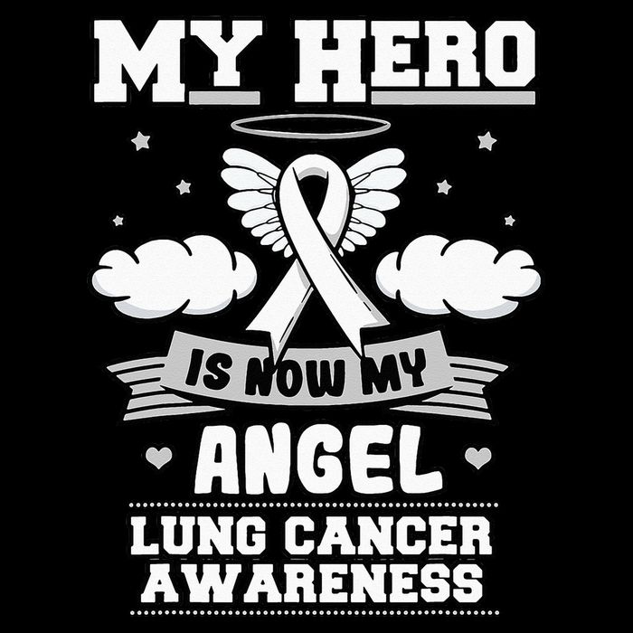 My Hero Is Now My Angel Lung Cancer Awareness Carcinomas Sustainable Bucket Hat