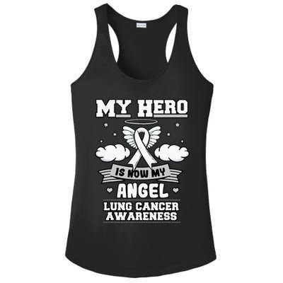 My Hero Is Now My Angel Lung Cancer Awareness Carcinomas Ladies PosiCharge Competitor Racerback Tank