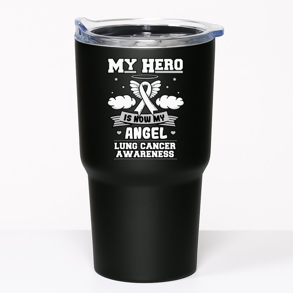My Hero Is Now My Angel Lung Cancer Awareness Carcinomas Tumbler