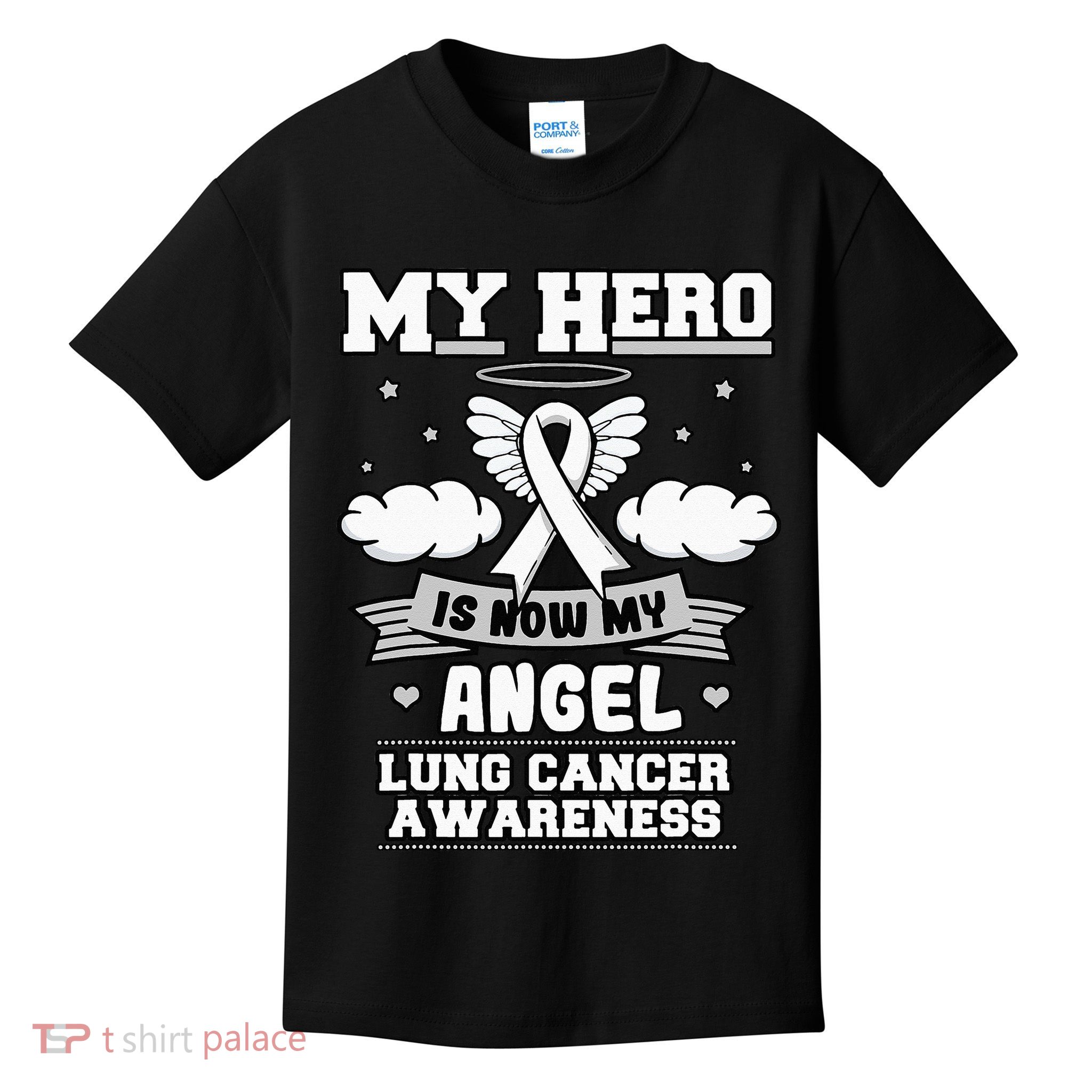 My Hero Is Now My Angel Lung Cancer Awareness Carcinomas Kids T-Shirt