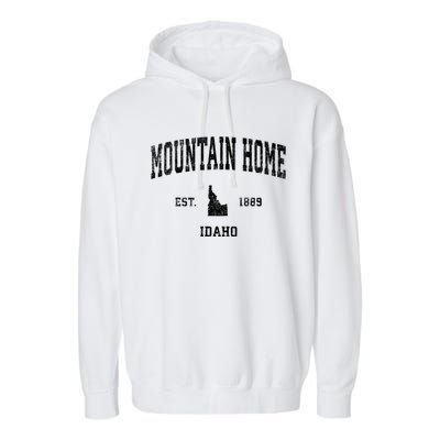 Mountain Home Idaho Id Vintage Sports Garment-Dyed Fleece Hoodie