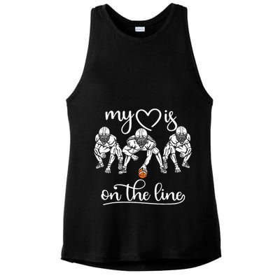 My Heart Is On The Line Offensive Lineman Vintage Football Ladies PosiCharge Tri-Blend Wicking Tank